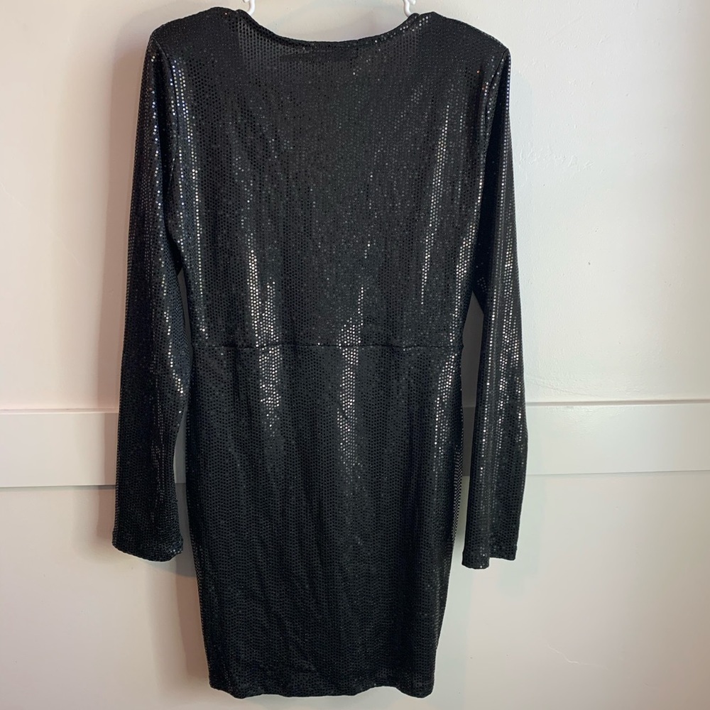 Mind Code Black Sequin Long Sleeve Dress - Picture 2 of 6